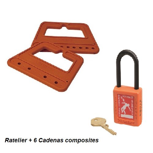 C35J6B240- Jeu de 6 Cadenas sur Râtelier + clé