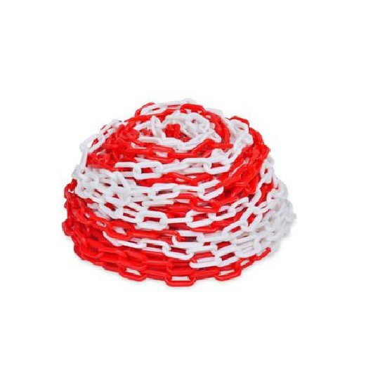 CHAINE PVC ROUGE ET BLANCHE 8 mm x 25 ml
