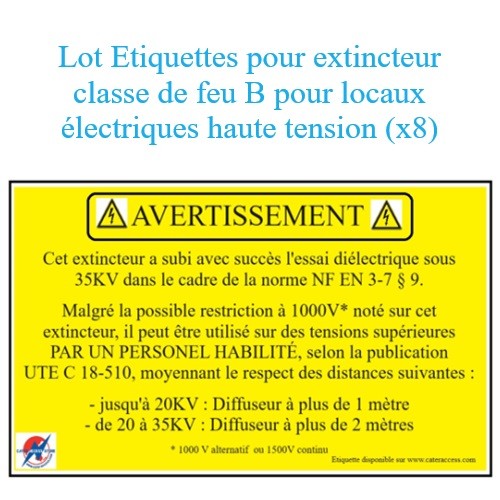 Etiquettes UTE C 18-510 x 4 pour extincteur classe B 35kv