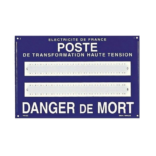 S80ALPR10/2 Pancarte Enédis Poste Haute Tension 2 x Lignes